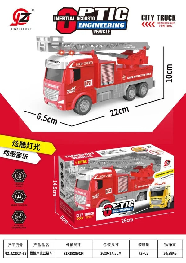 Fire Truck - Friction Powered Toy with Lights & Sound